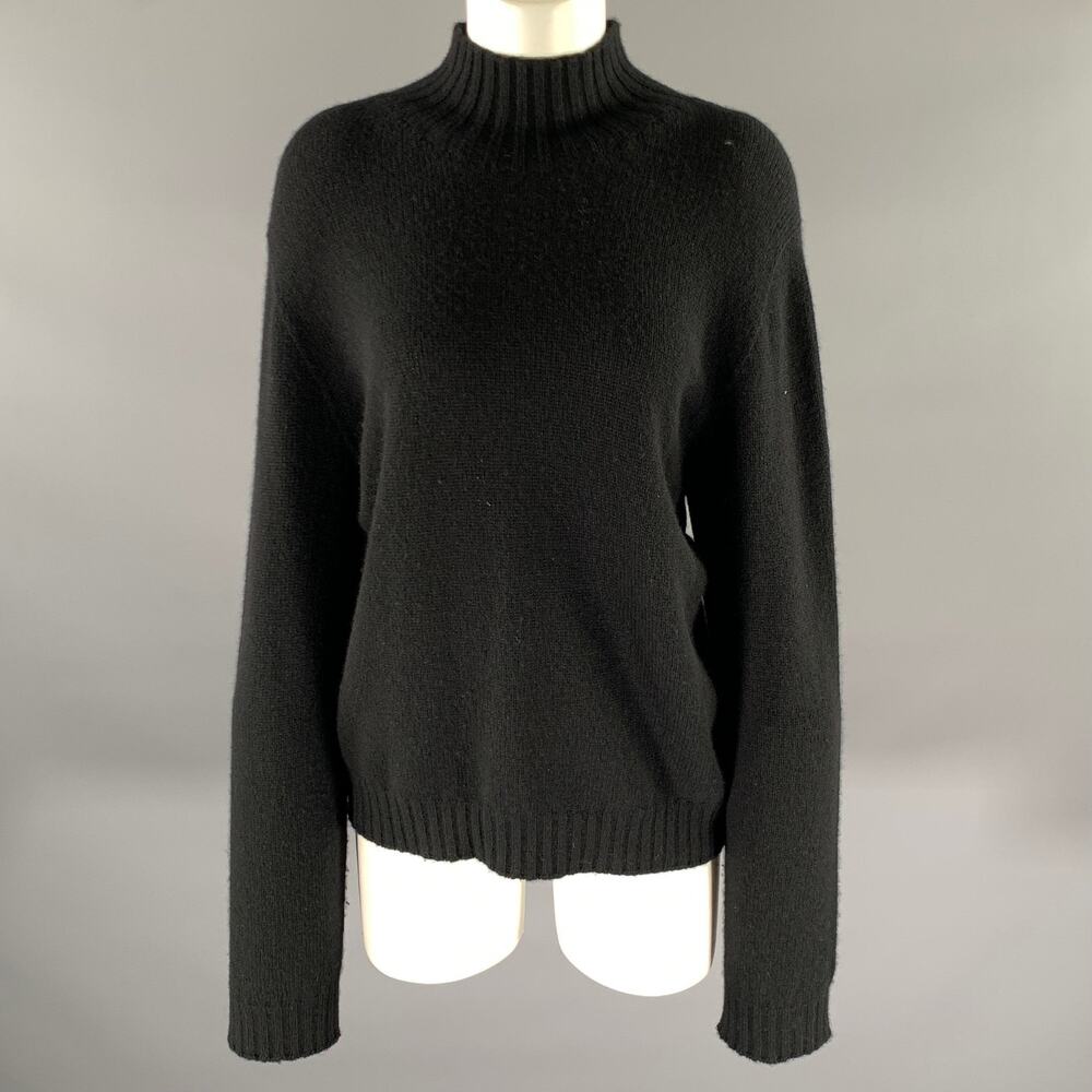 THE ROW Size L Black Cashmere Mock Neck Sweater